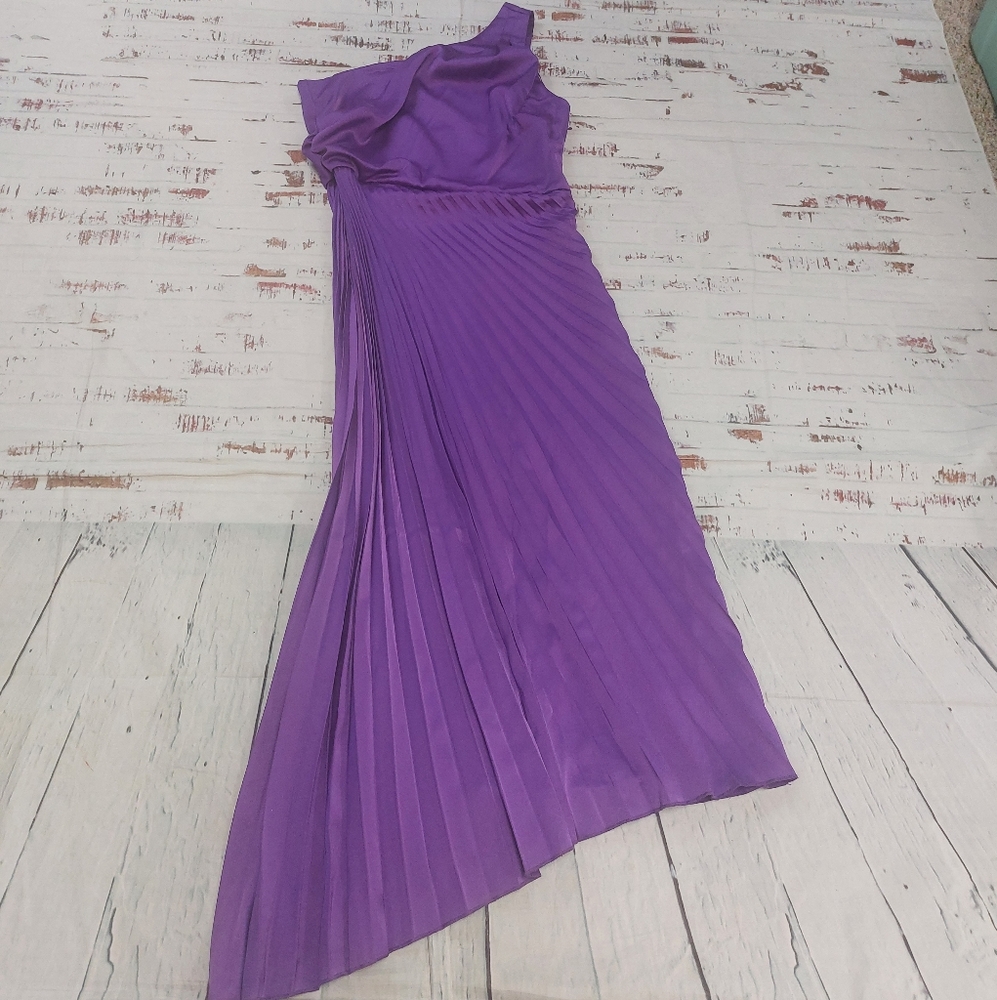 Sam Edelmam one shoulder ruched pleated midi dress - Picture 2 of 3